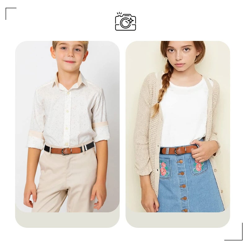 Kajeer Kids Boys Girls Elastic Belt - Stretch Adjustable Belt for Boys and Girls with Leather Loop Pack of 4 - Image 4